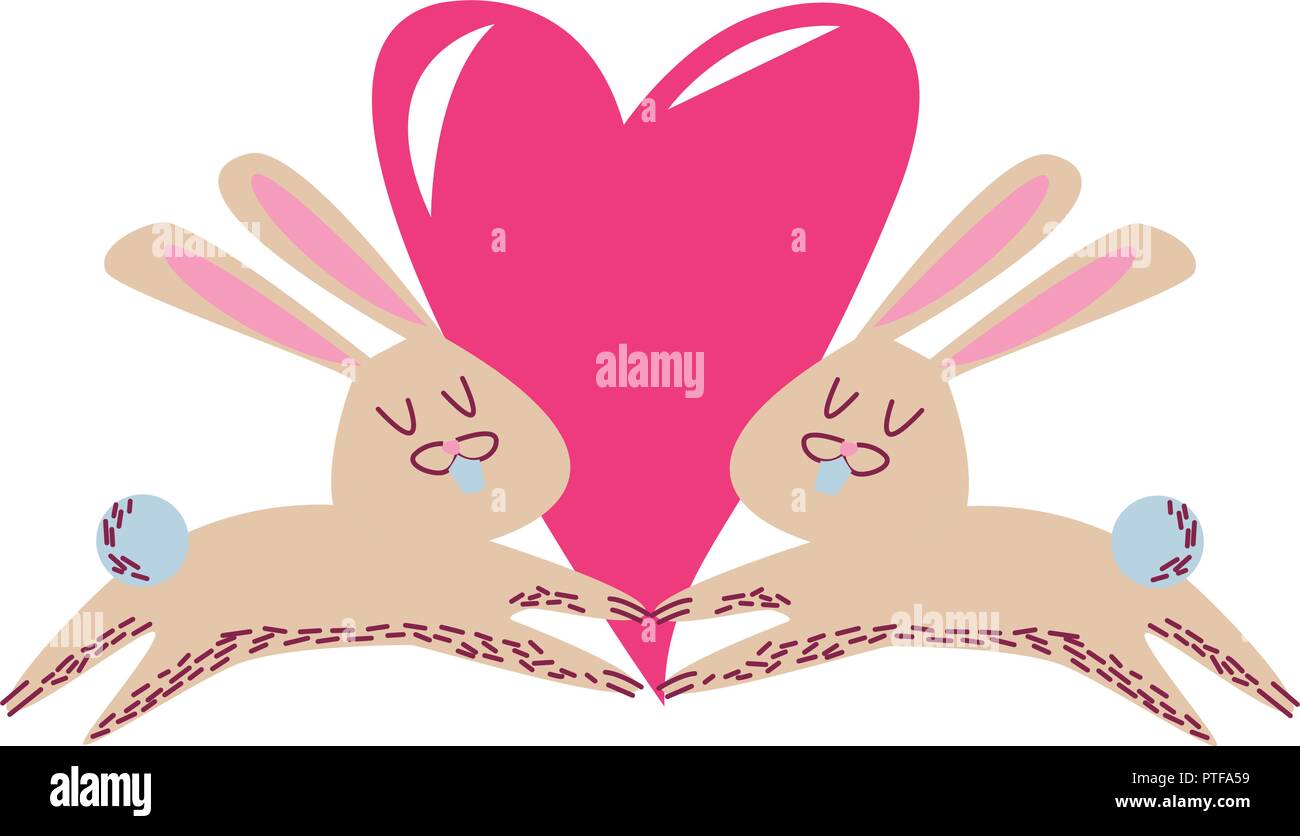 Les lapins sauter sur coeur Illustration de Vecteur