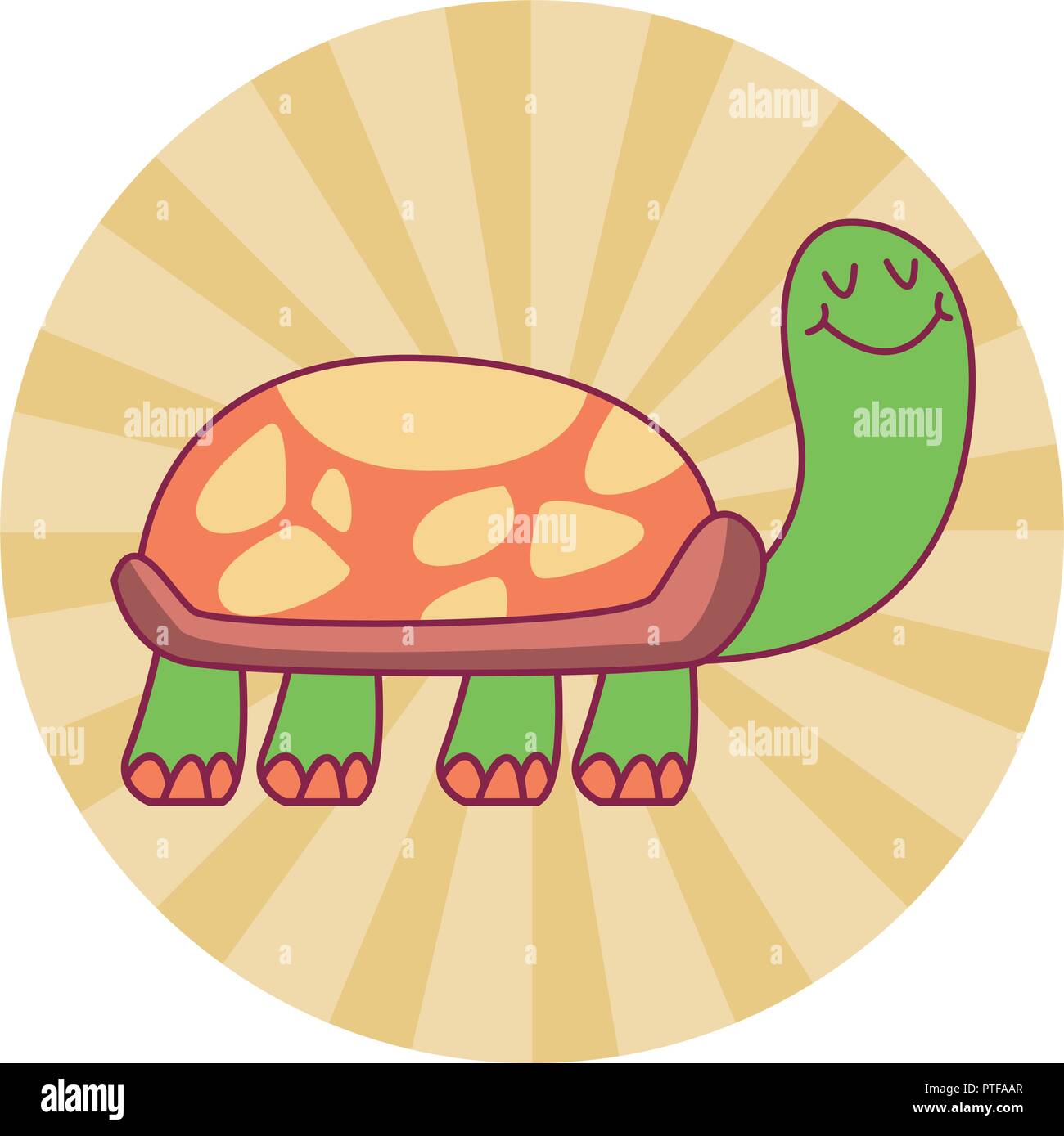 Turtle cute cartoon icône ronde Illustration de Vecteur