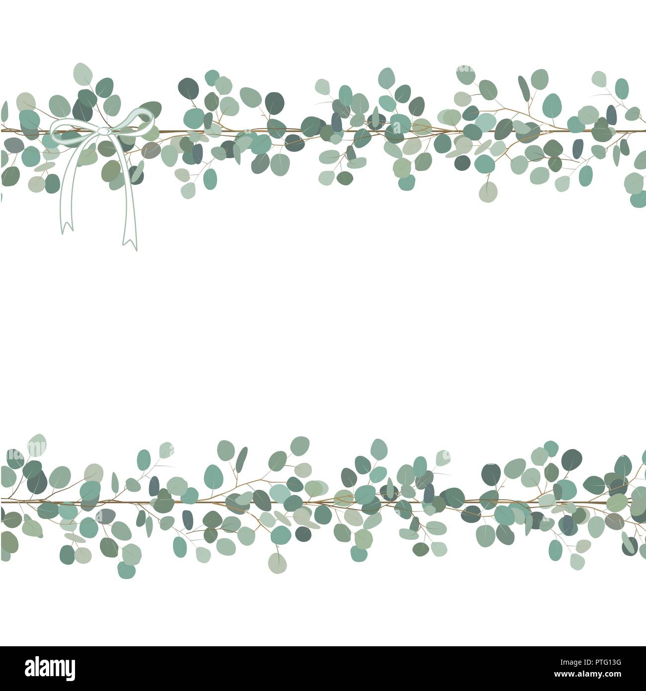 Carte floral vecteur ou design de bannières avec des branches d'eucalyptus. Floral frame ou à la frontière, place pour le texte. Vector illustration dessiné à la main. Illustration de Vecteur