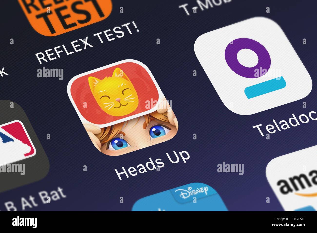 Londres, Royaume-Uni - Octobre 09, 2018 : Gros plan de la tête de Kids mobile app de Warner Bros.. Banque D'Images