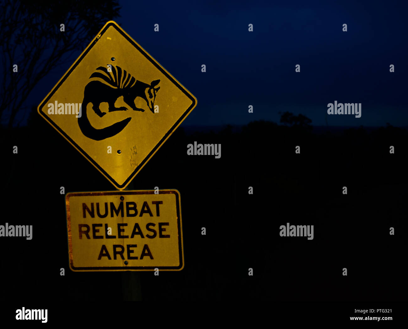 Le Numbat presse Salon, Australian Road Sign, Australie Banque D'Images
