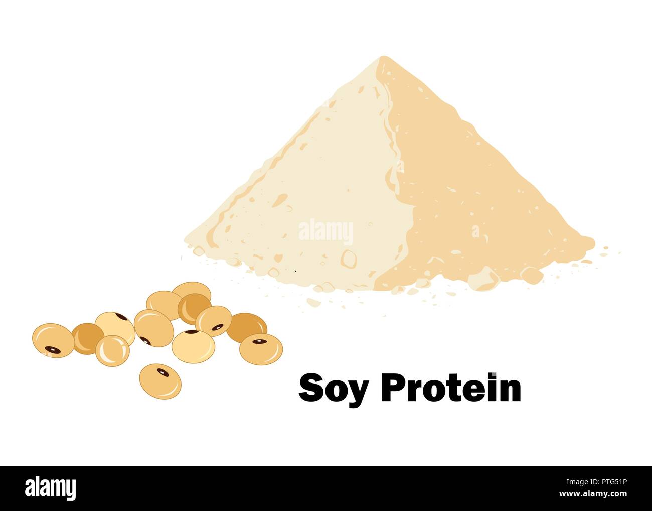 Poudre de protéine de soja et le soja Vector illustration. Supplément de musculation concept. Illustration de Vecteur