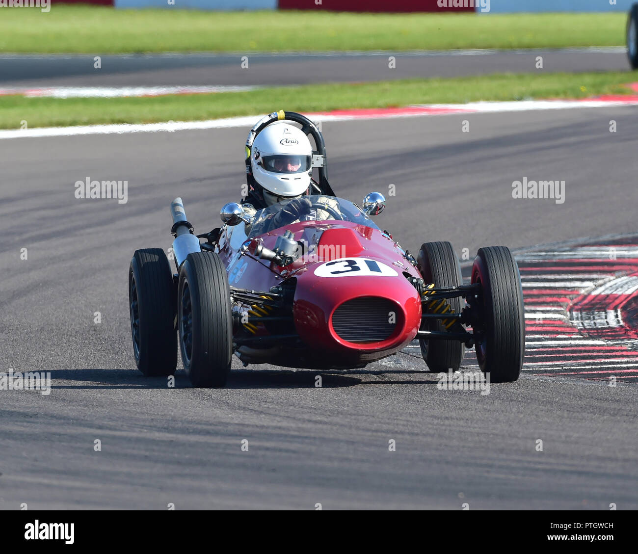 Tony, Olissoff FJHRA Elfin Mk1, Championnat, HSCC, pour le pré-64 formule moteur avant et arrière Juniors, Donington Festival historique, 2018, sport automobile Banque D'Images