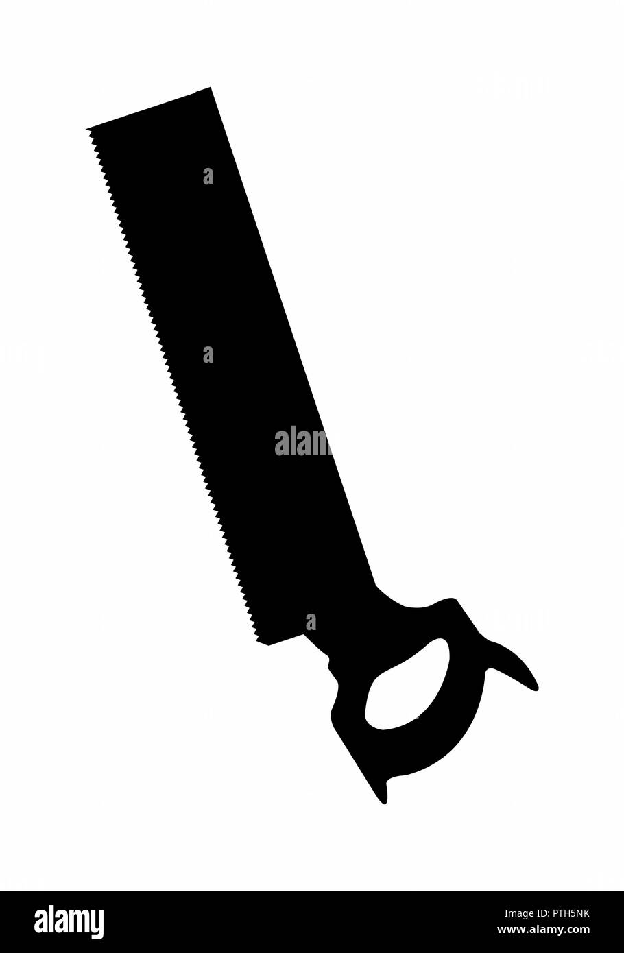 Silhouette sombre d'une backsaw isolé sur fond blanc Illustration de Vecteur