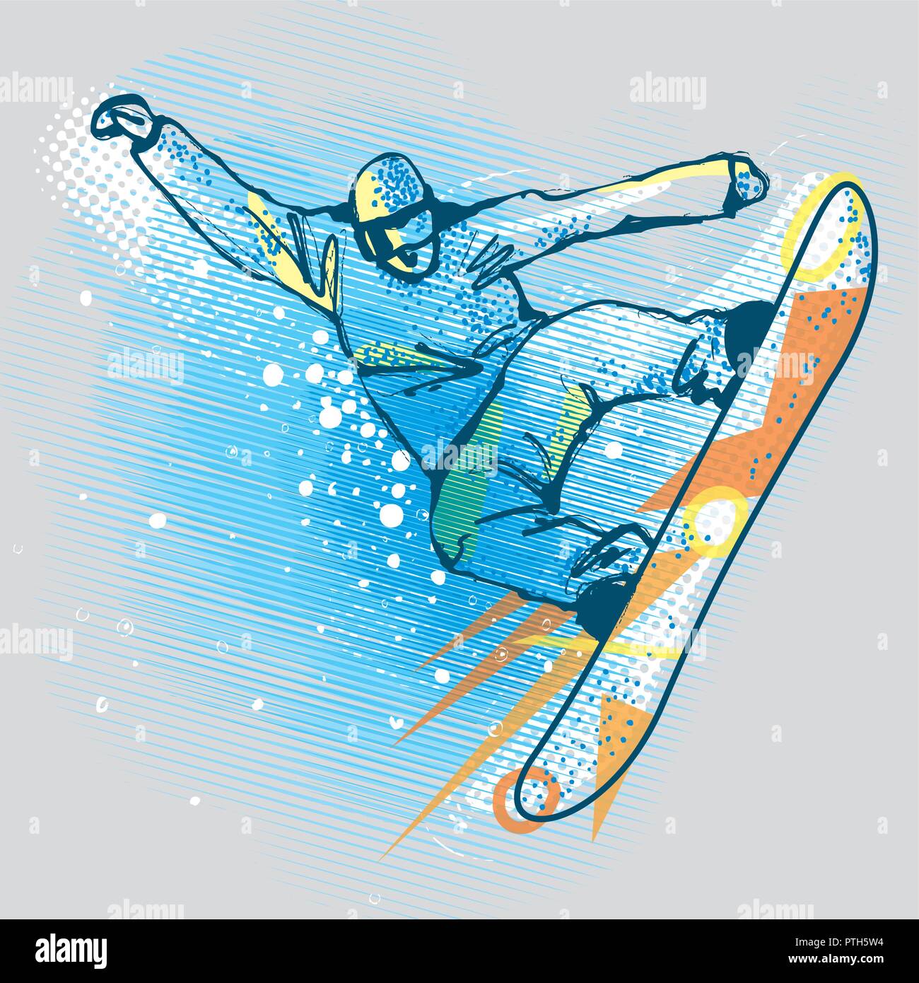 Snowboarder à sauter sur l'arrière-plan graphique, image vectorielle Illustration de Vecteur