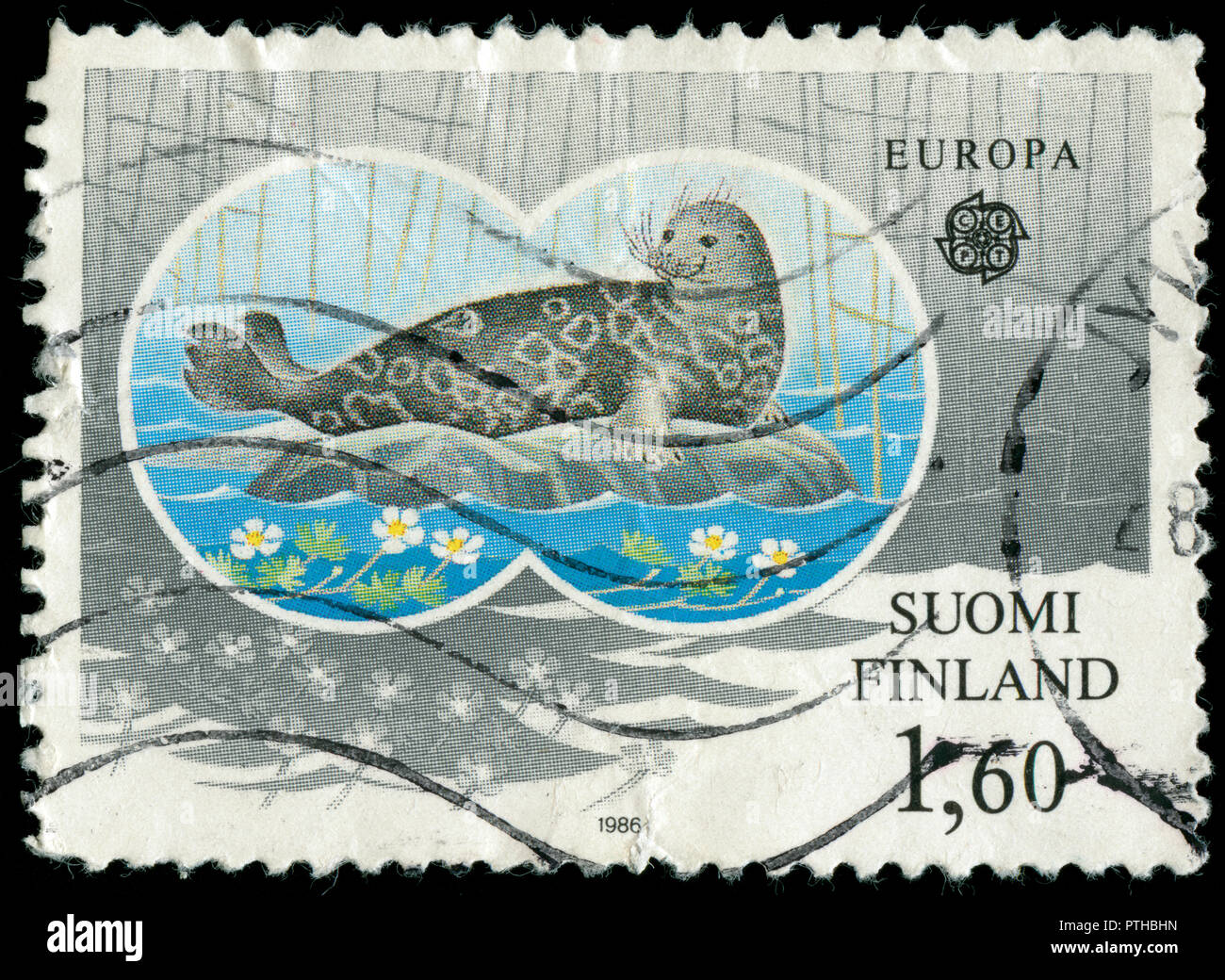 Timbre cachet de la Finlande dans l'Europe (C.E.P.T.) 1986 - Protection de l'environnement série émise en 1986 Banque D'Images