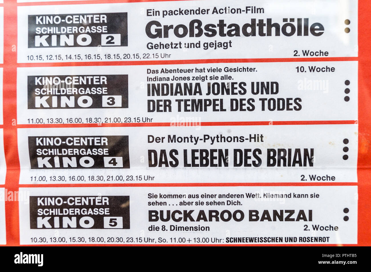 Affiche du film sur l'Archive de presse dans la ville en octobre 1984, Filmclub 813, Die Brücke, Hahnenstrasse, Köln, Nordrhein-Westfalen, Allemagne Banque D'Images