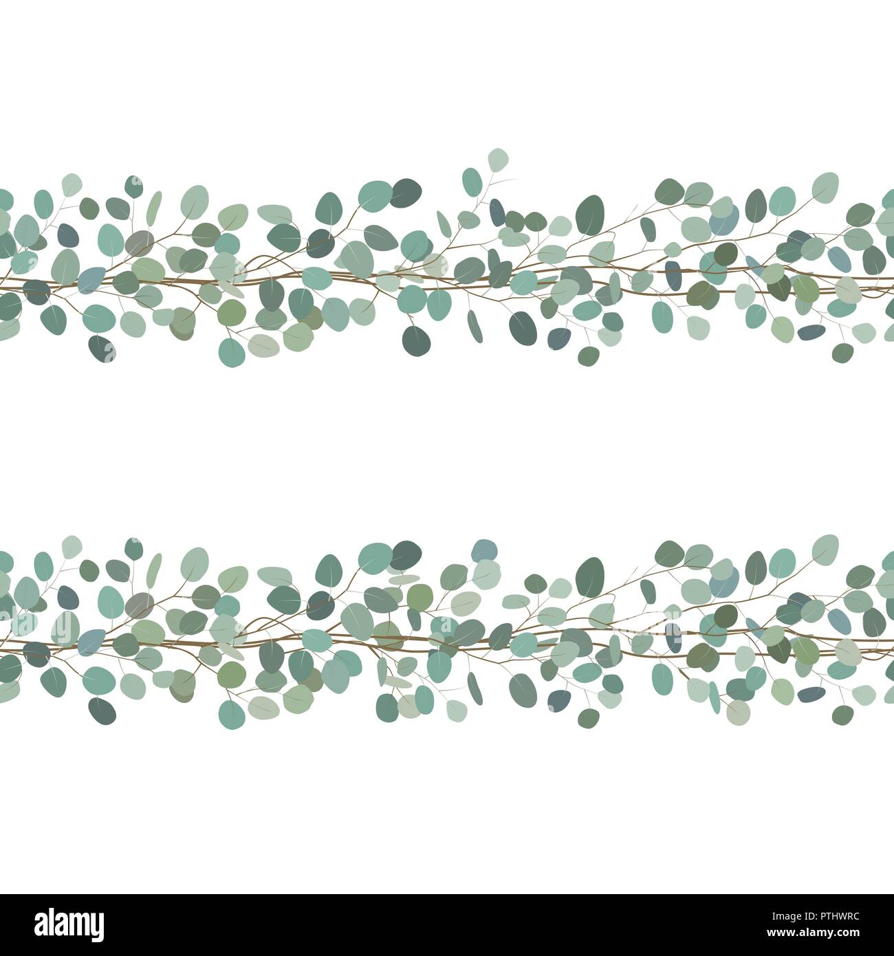 Une élégante de branches d'eucalyptus des frontières. Floral frame ou d'une carte de vœux avec place pour le texte. Vector illustration dessiné à la main. Arrière-plan blanc. Illustration de Vecteur