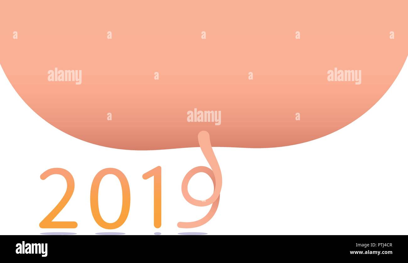 Illustration vectorielle, l'affiche de Bonne Année 2019 carte drôle avec design cochon géant Illustration de Vecteur