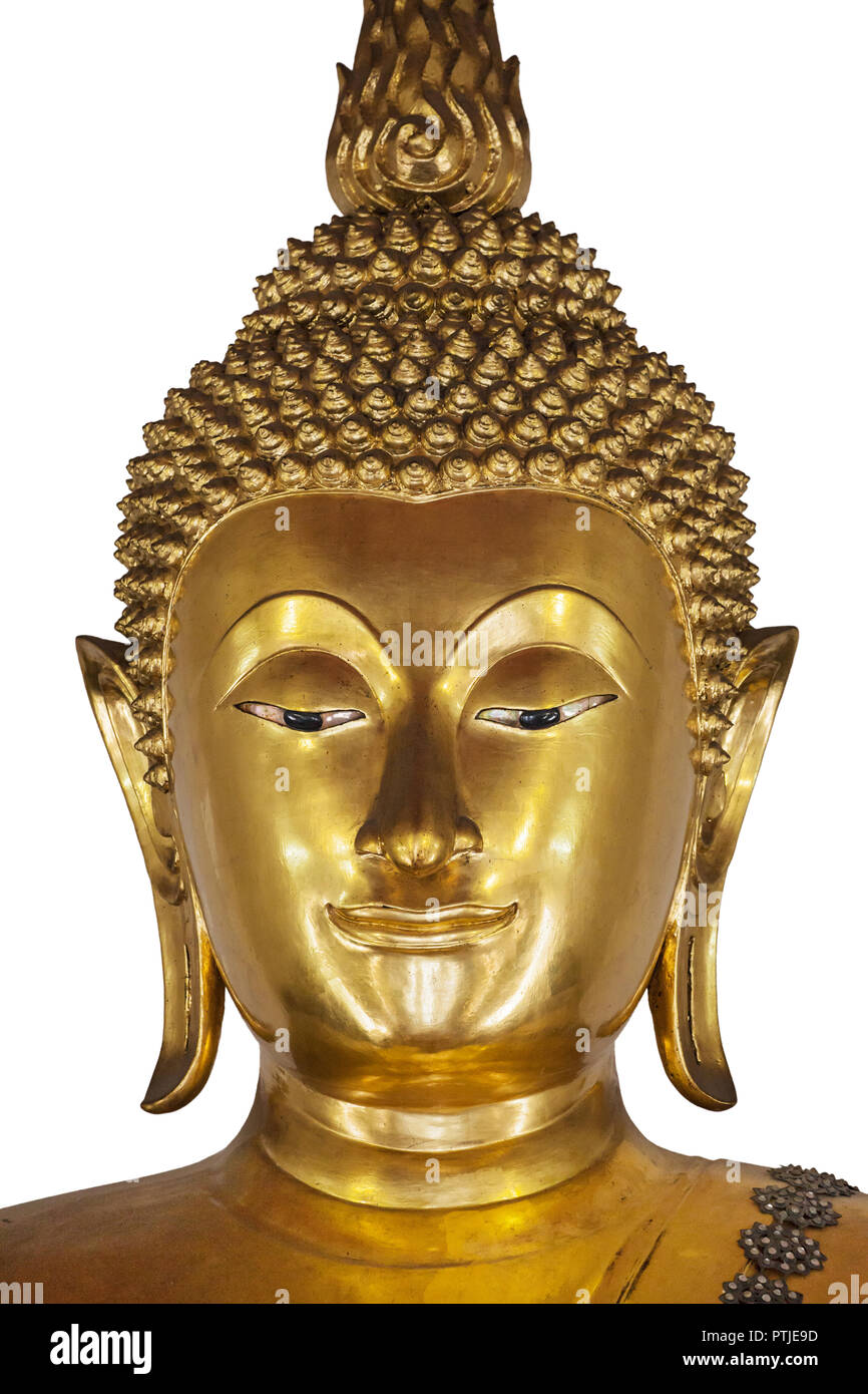 Chinnaraja Buddha Vihara venant du sud de la Wat Pho, Bangkok, Thaïlande, isolé sur blanc. Banque D'Images