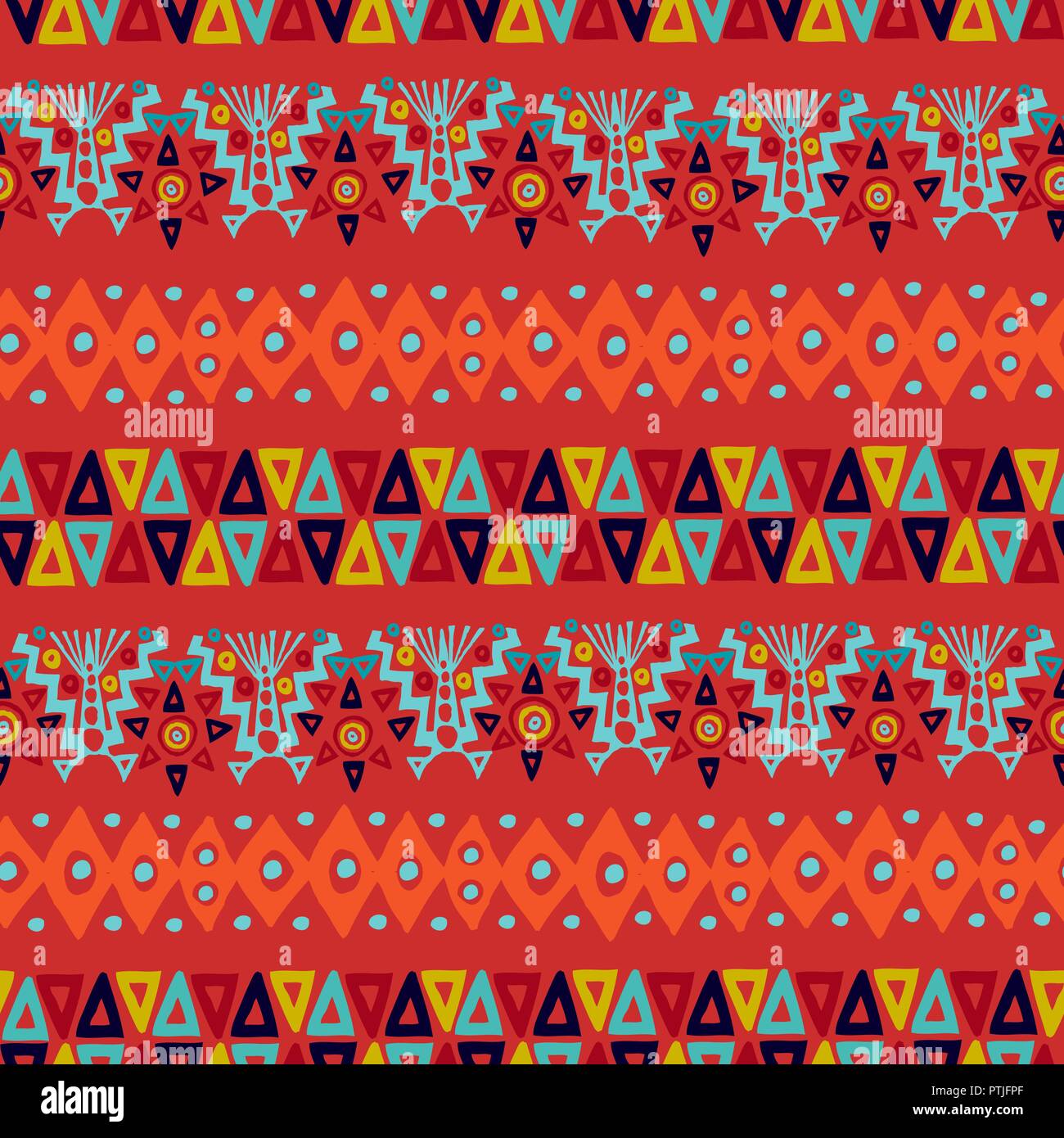 Boho ethnique style tribal motif de fond transparent avec des formes folkloriques colorés. Idéal pour les dessins de tissu, papier et impression toile web. Vecteur EPS10. Illustration de Vecteur