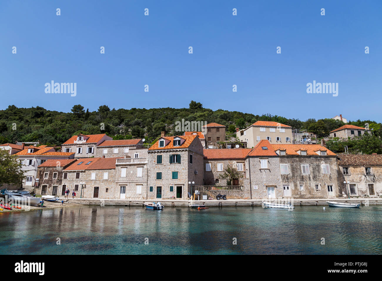 Sur l'île de Sipan seascape jolie en Croatie. Banque D'Images