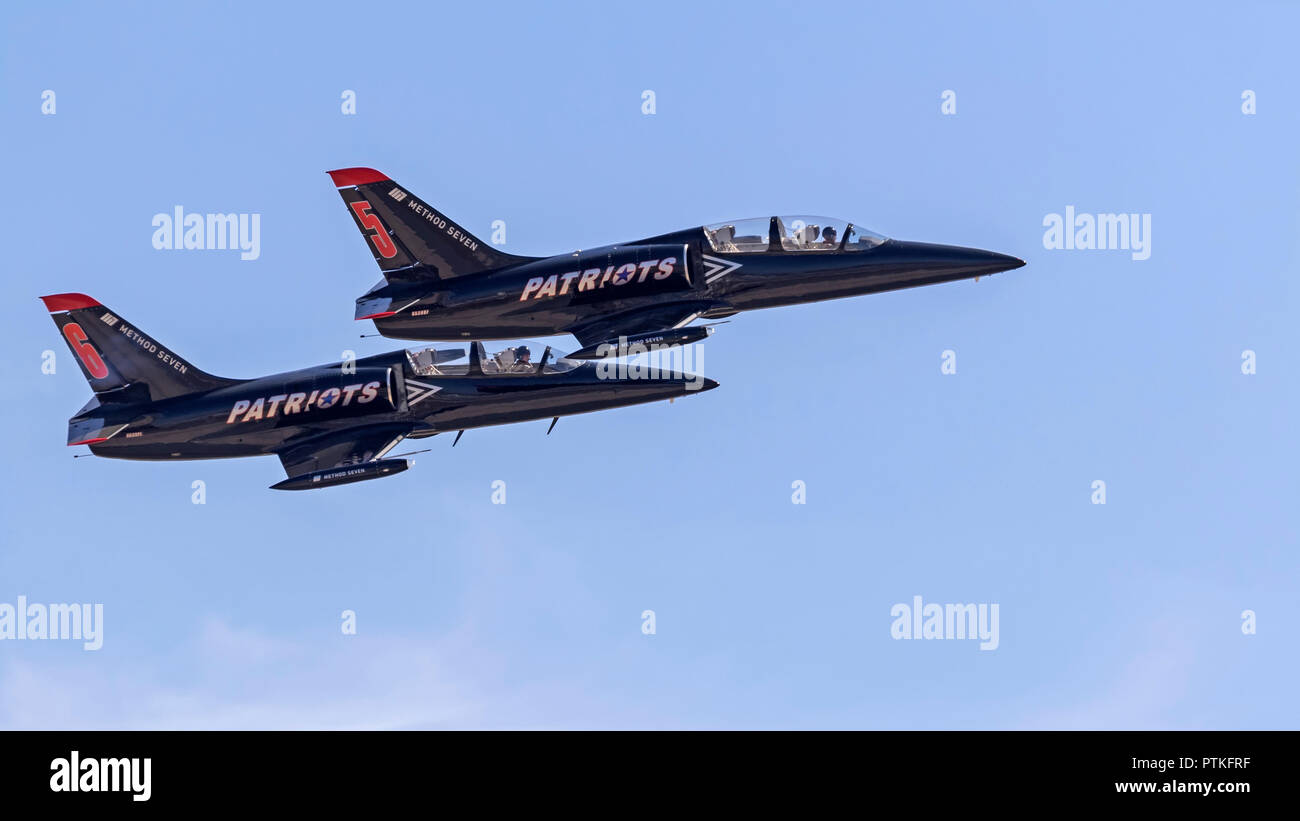 Des jets de la Patriots Jet Team volant à Miramar Banque D'Images