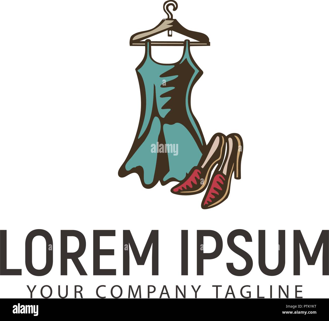 Vêtements et chaussures logo dessiné à la main concept design template  Image Vectorielle Stock - Alamy