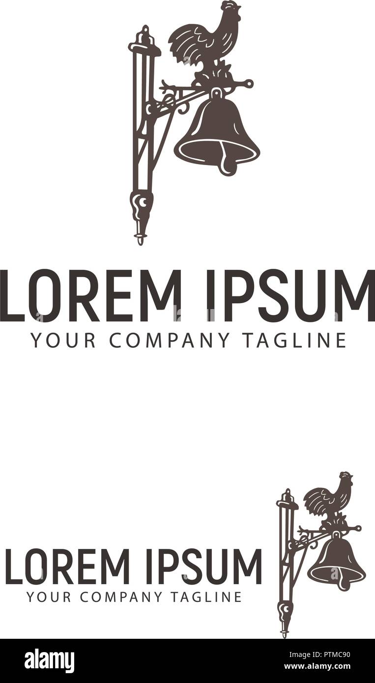 Les poules et les cloches logo design modèle concept Illustration de Vecteur