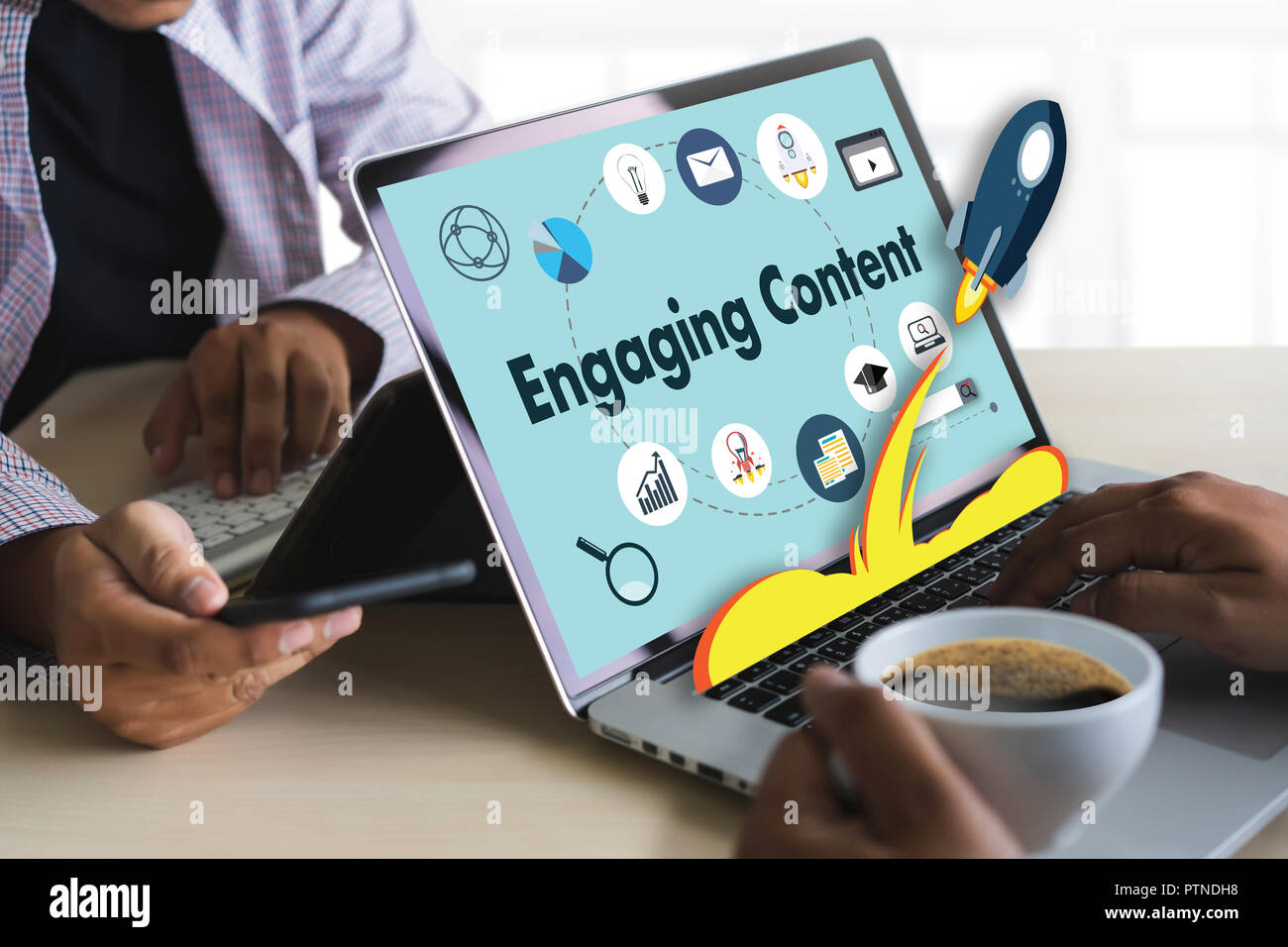 Les données marketing de contenu des médias de l'information Publication de Blogs Contenu Vision Concept Banque D'Images