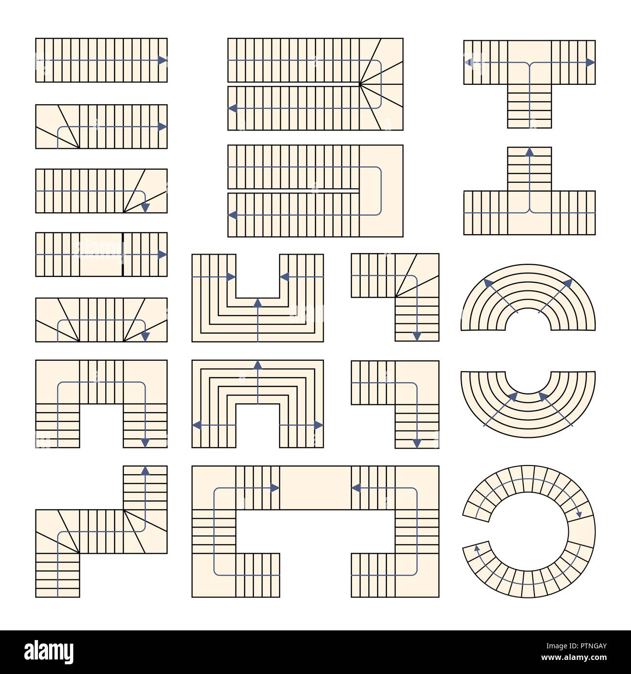 Dessin d'escalier. Un ensemble d'escalier. Vector illustration. L'icône de construction abstraite. Illustration de Vecteur