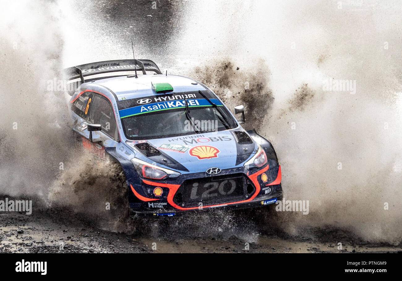Hayden Paddon/Sebastian Marshall, Hyundai i20 WRC Coupé, Hyundai Mobis Shell WRT, Wales Rally GB 2018 Banque D'Images