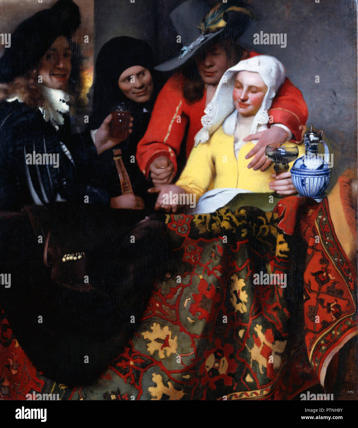 Le Procuress. Date/période : 1656. La peinture. Huile sur toile. Hauteur : 1 430 mm (56,29 po) ; largeur : 1 300 mm (51.18 in). Auteur : Johannes Vermeer. JAN VERMEER. VERMEER, JOHANNES. Vermeer, Jan (Johannes). Banque D'Images