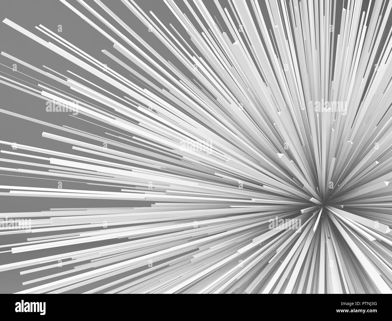 Résumé en forme d'explosion de l'objet blanc. Illustration 3D render Banque D'Images