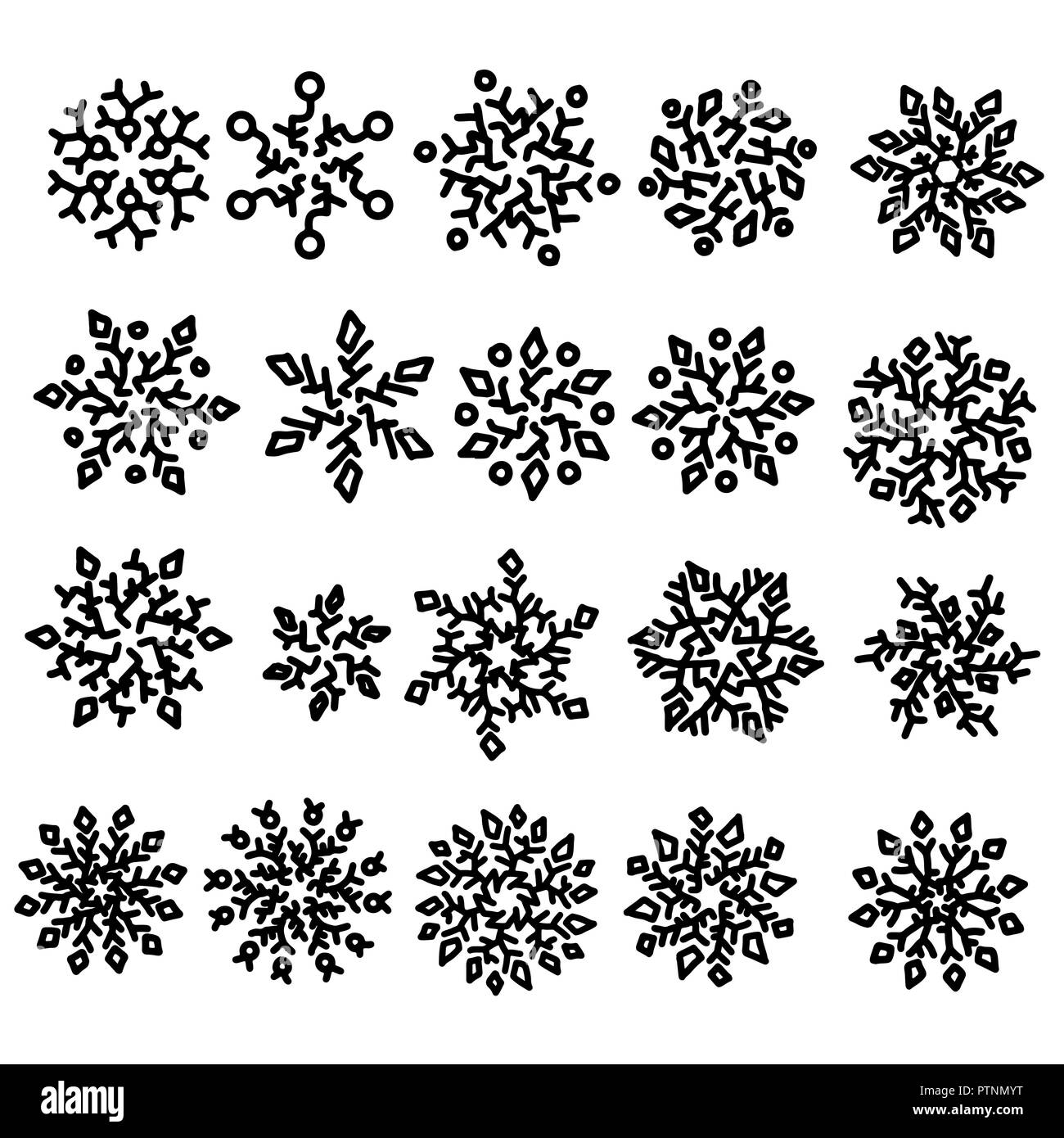 Ensemble de flocons. Maison de collection. Collection flocons isolé sur fond blanc. Vector illustration. Illustration de Vecteur