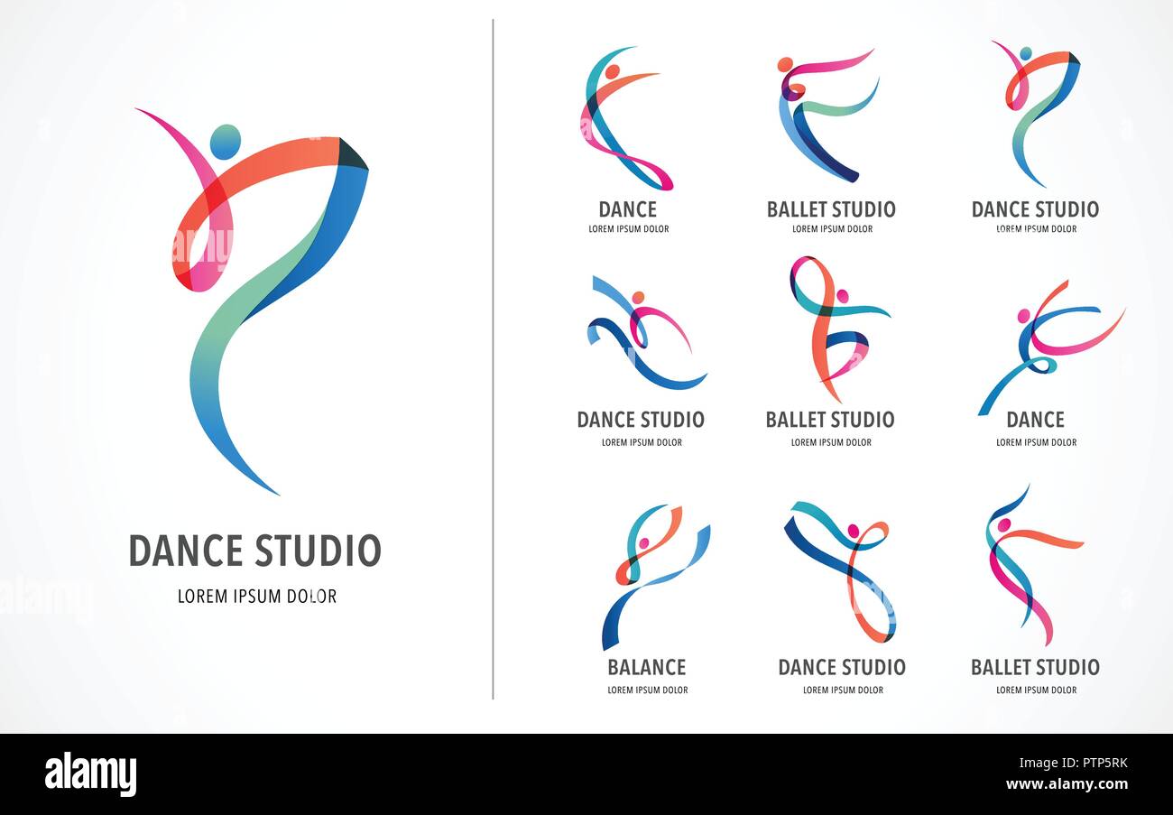 Résumé Les gens logo design. Sport, Fitness, running trainer vector logo coloré. Active Fitness, sport, danse et symbole icône web Illustration de Vecteur
