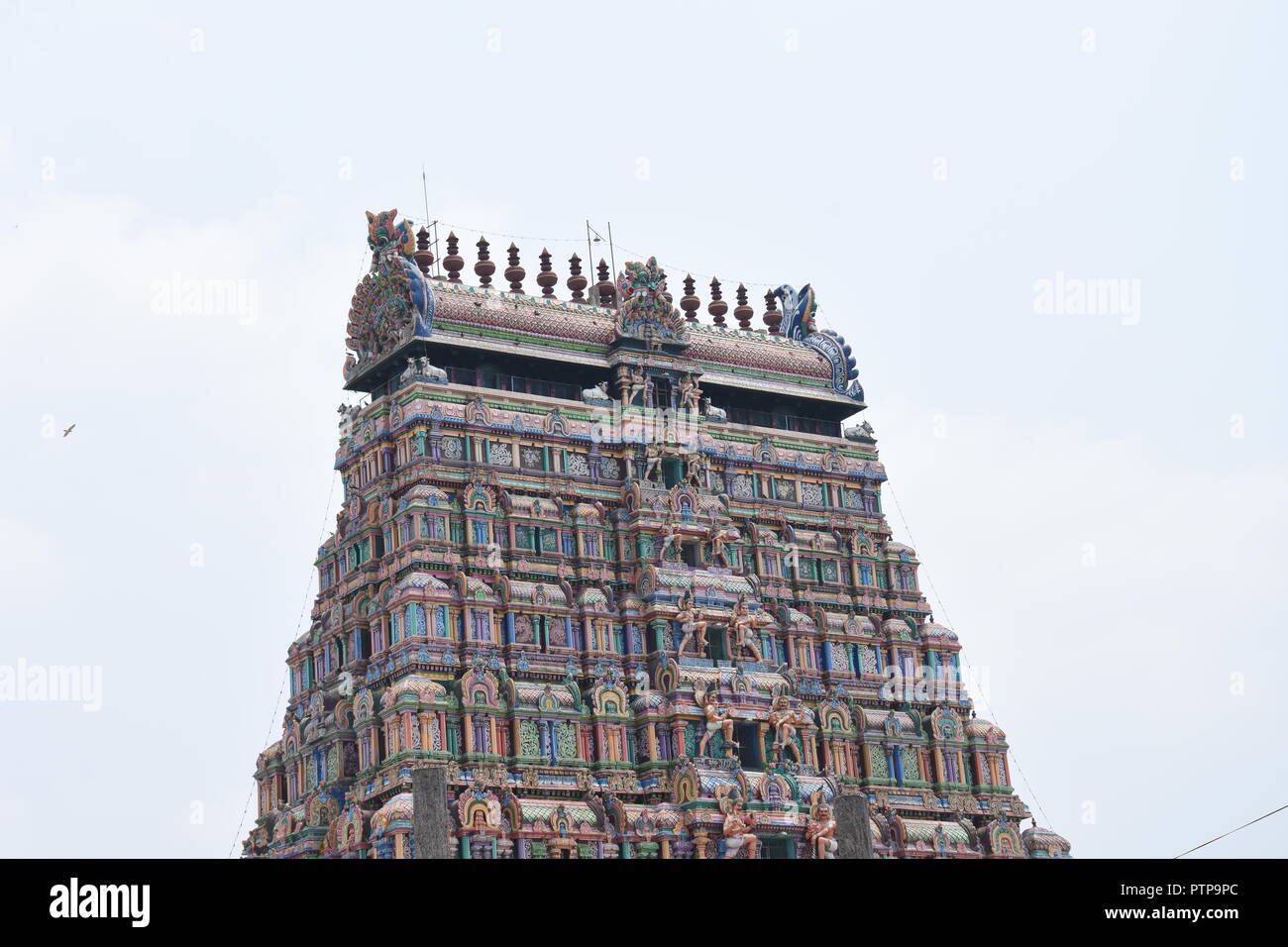 Belle architecture de temple Chidambaram au Tamil Nadu, Inde du Sud. Banque D'Images