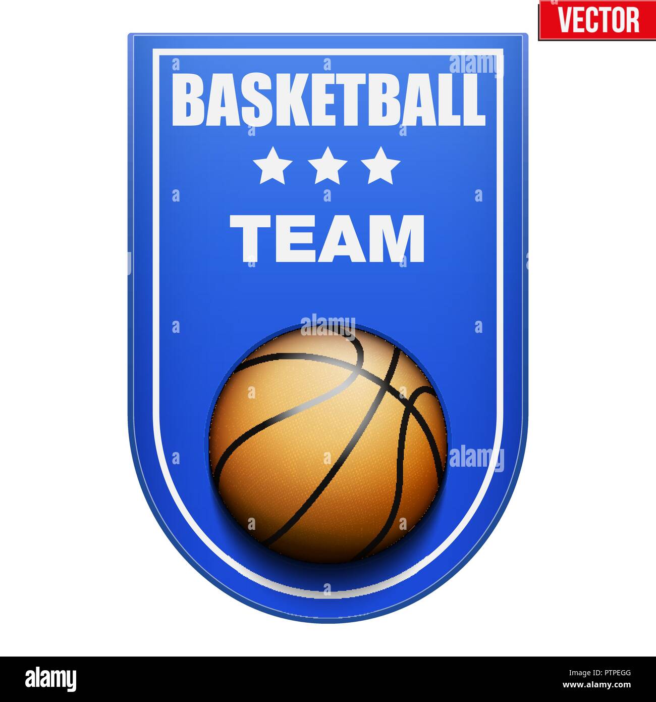Badge de basket-ball et de l'étiquette Illustration de Vecteur