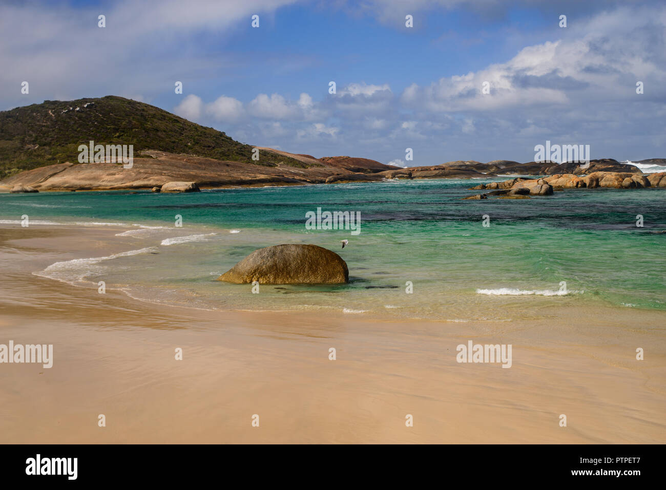 Des rochers et des vagues, les Verts Piscine Plage, Danemark, Australie occidentale, Australie, William Bay National Park Banque D'Images