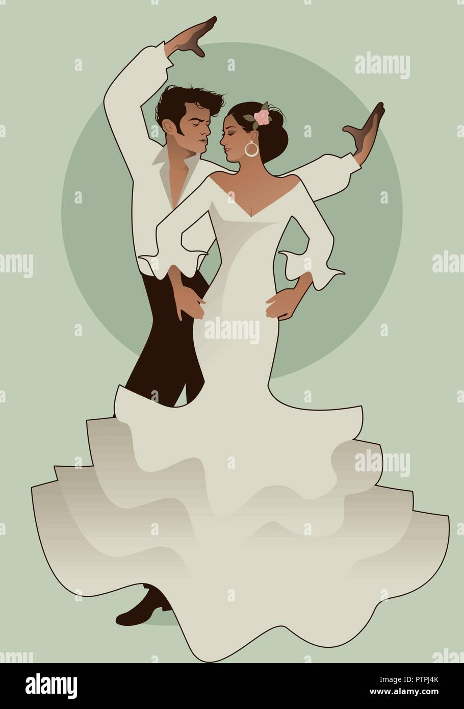 Couple de danseurs de flamenco espagnol. Vector Illustration Illustration de Vecteur