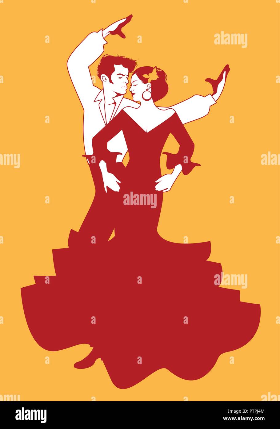 Couple de danseurs de flamenco espagnol. Vector Illustration Illustration de Vecteur