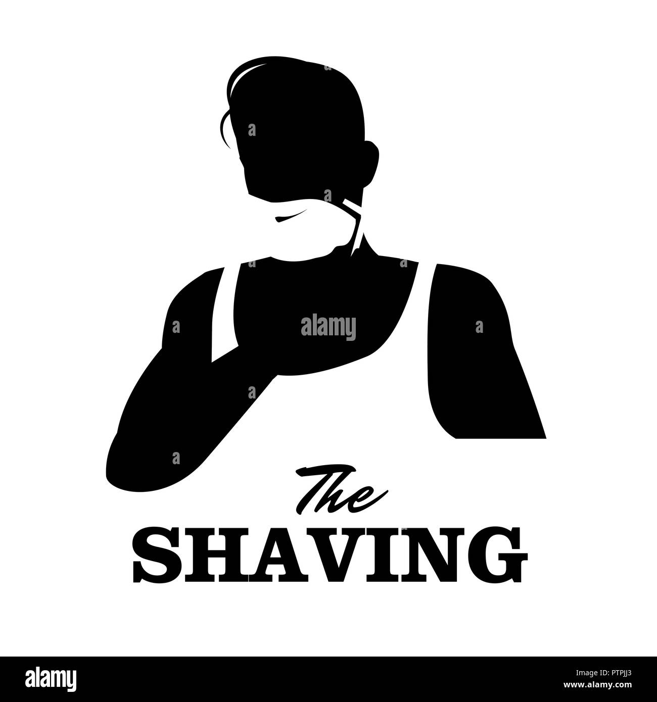 Rasage homme. Rasoir et mousse à raser. Emblème Barbershop Illustration de Vecteur