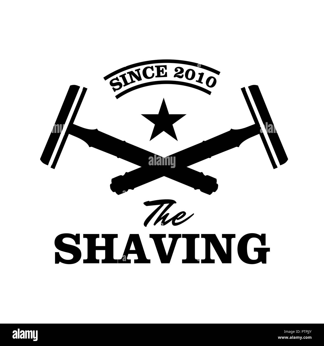Rasoir de sûreté. Le rasage ou Barbershop emblème. Illustration de Vecteur