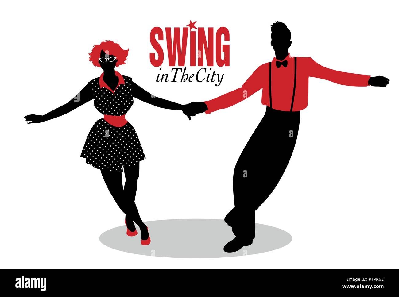 Drôle de couple dancing swing, lindy hop et rock Illustration de Vecteur
