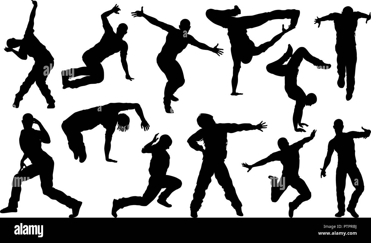 Street Dance Dancer Silhouettes Illustration de Vecteur
