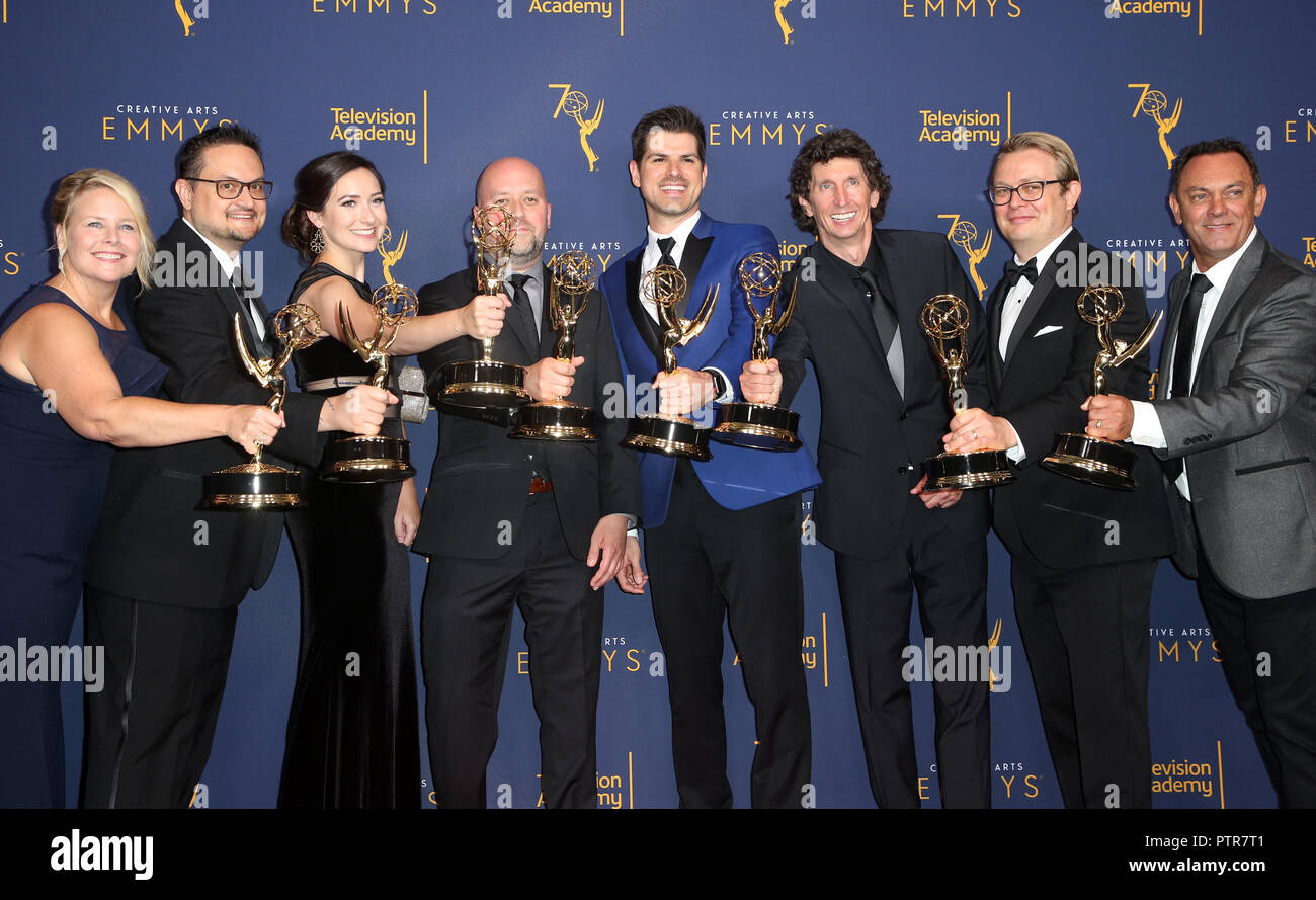 2018 Creative Arts Emmy Awards - Salle de presse - Jour 1 avec : Bradley Nord, Craig Henighan, Tiffany S. Griffith, Jordan B. Wilby, David Werntz, Antony Zeller, Zane, Bruce Lindsay Pepper Où : Los Angeles, California, United States Quand : 09 Sep 2018 Credit : FayesVision/WENN.com Banque D'Images