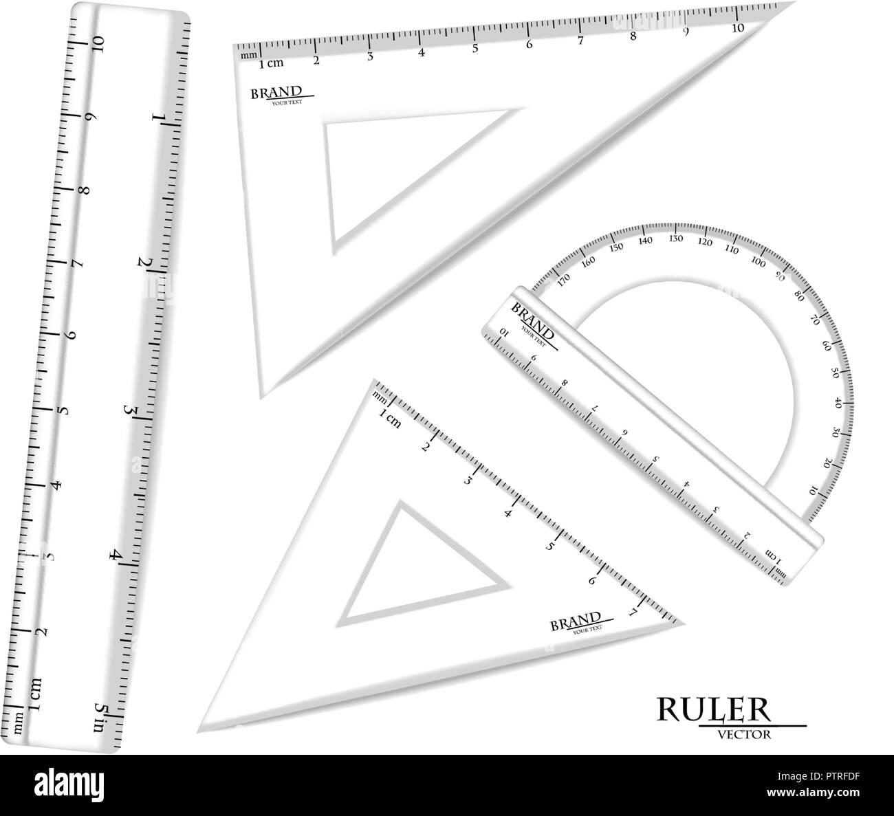 Dirigeants transparent vecteur réaliste. Set de dessin isolé sur blanc. Mesures métriques imperial Illustration de Vecteur