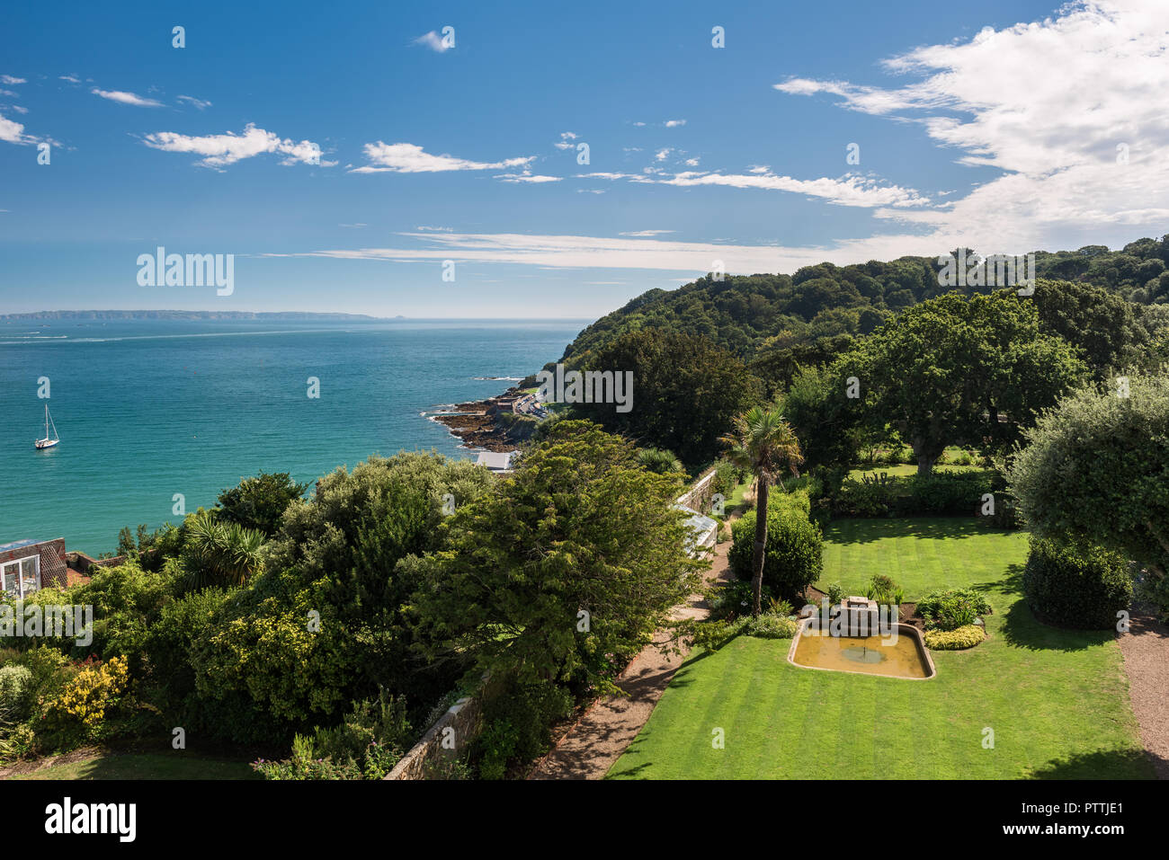 Jardin de Hauteville House à port de St Peter Port, Guernsey Banque D'Images