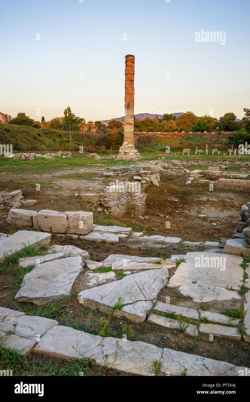 Ruines du temple d'Artémis - une des sept merveilles du monde antique - Selcuk, Turquie. Banque D'Images