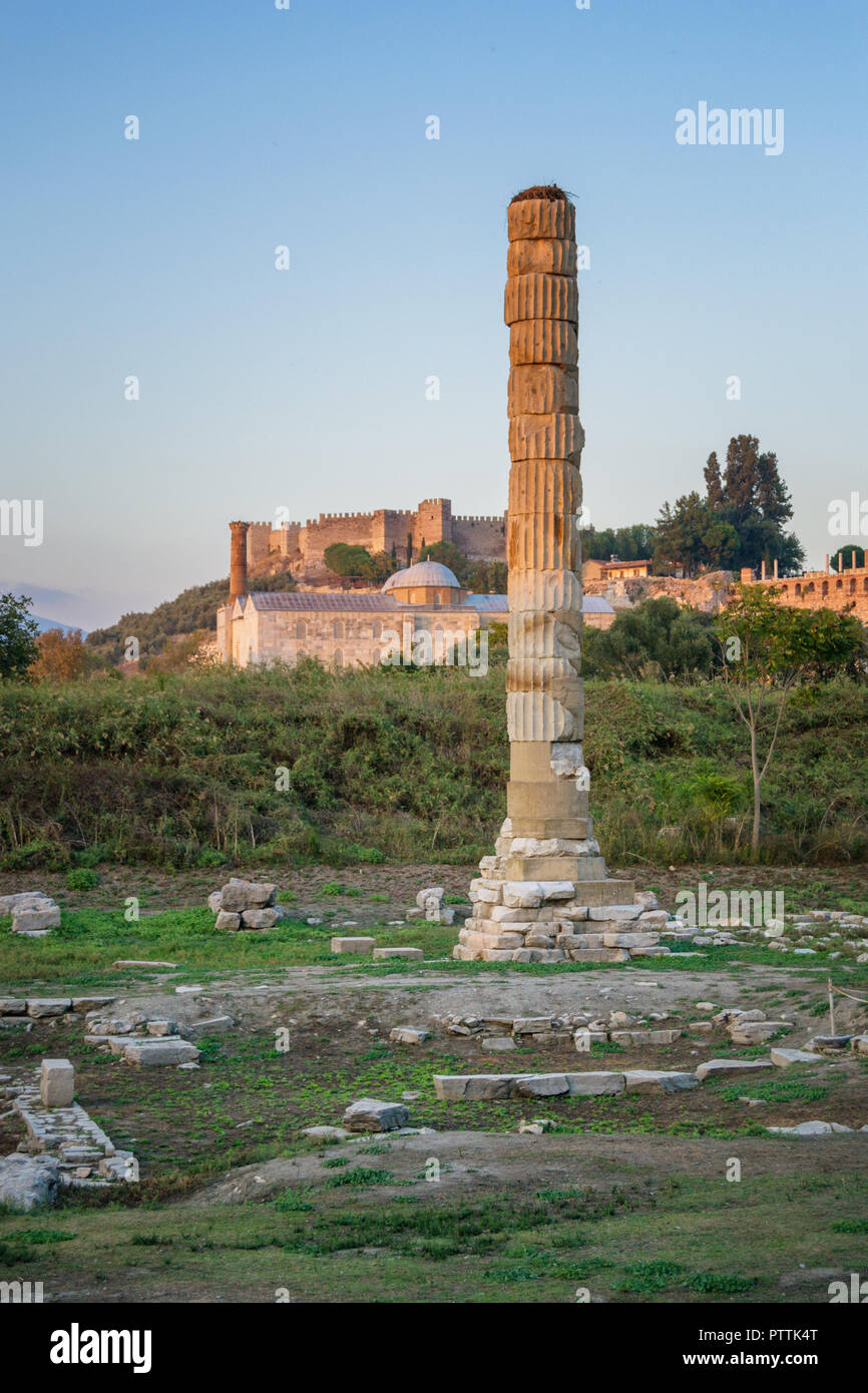 Ruines du temple d'Artémis - une des sept merveilles du monde antique - Selcuk, Turquie. Banque D'Images