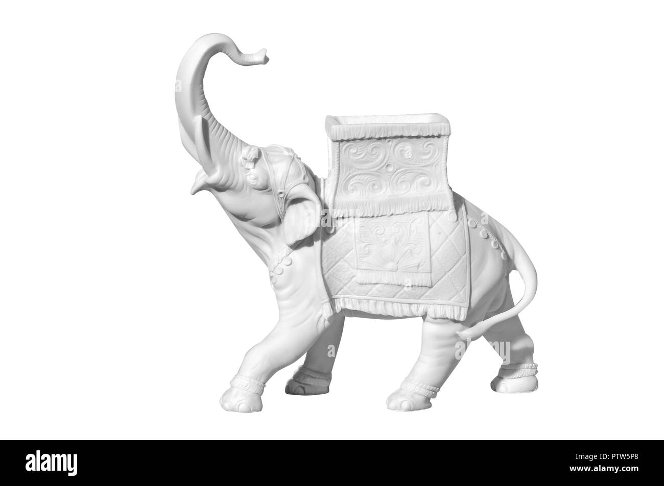 Éléphant statue en marbre classique sur fond blanc Banque D'Images