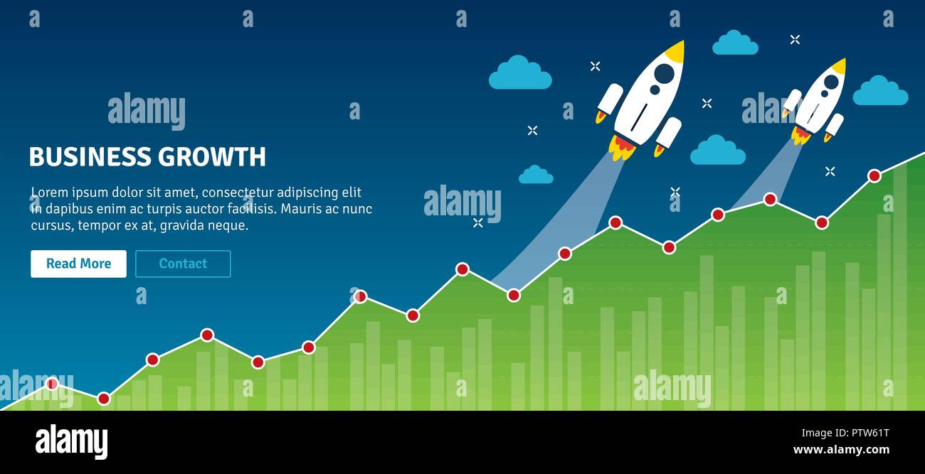 Vol de fusée sur le tableau de la croissance. Concept de succès, la croissance des entreprises, la planification d'entreprise et de succès, augmentation des ventes, l'analyse et de l'investissement. F Illustration de Vecteur