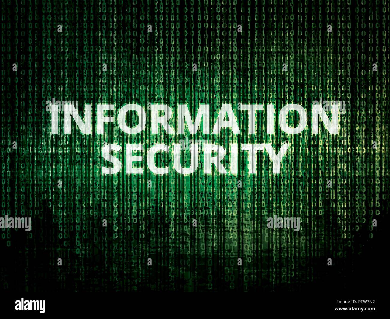 Code binaire en arrière-plan, les données cryptées protégés par le système de sécurité et la sécurité de l'information texte Illustration de Vecteur