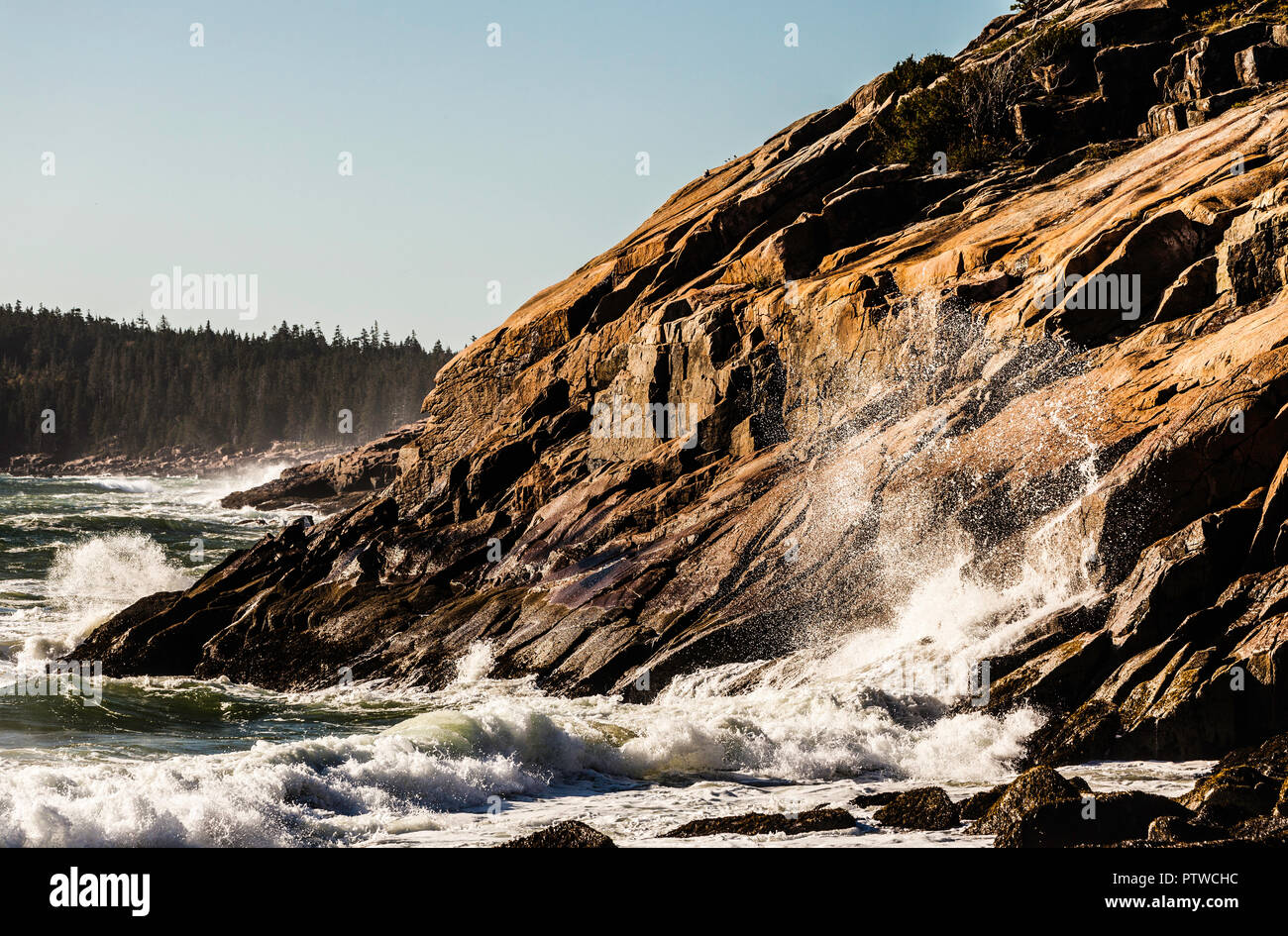 Plage de sable Surf parc national Acadia   Mount Desert Island, Maine, USA Banque D'Images