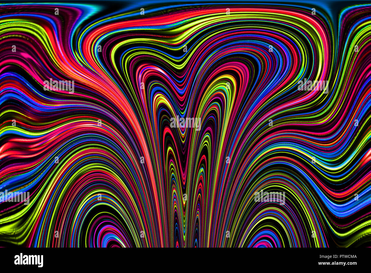 La couleur des lignes et courbes crée des images fantastiques. Tableau abstrait - images psychédéliques. Banque D'Images