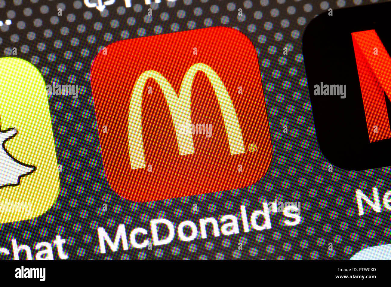 McDonald's sur icône d'app sur l'iPhone (Close up, macro) - USA Banque D'Images