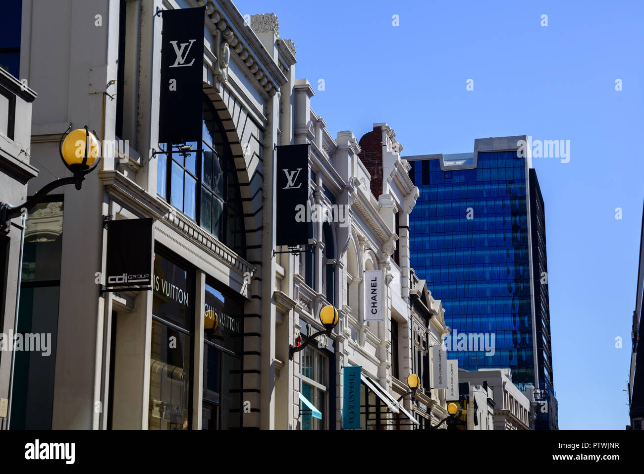 Bâtiments à corner Hay street, King Street, Perth CBD, Australie occidentale Banque D'Images