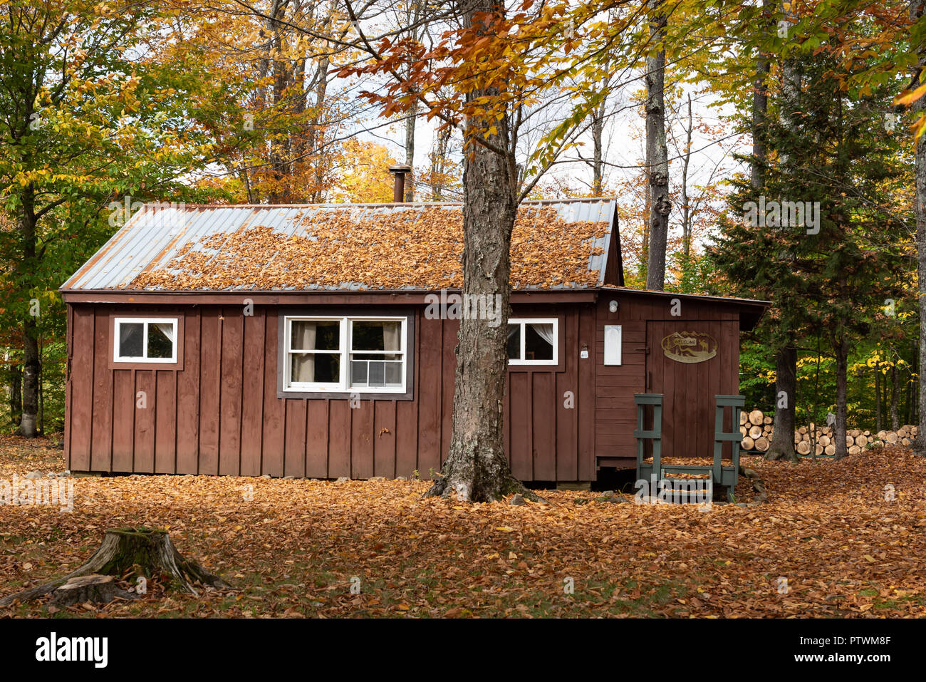 Un camp de chasse typique ou la cabine les Adirondacks, NY USA en