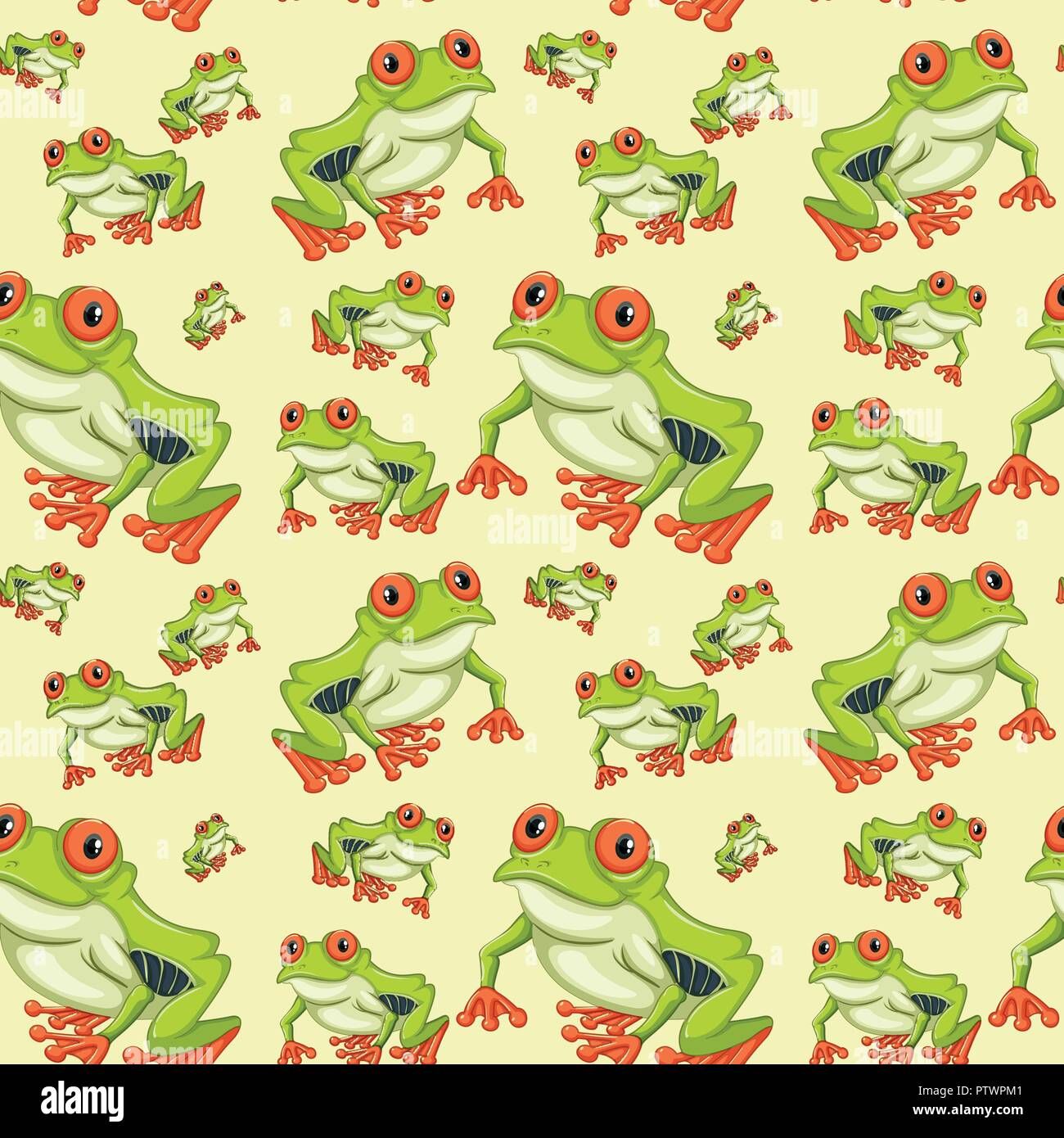 Red eyed tree frog seamless pattern illustration Illustration de Vecteur