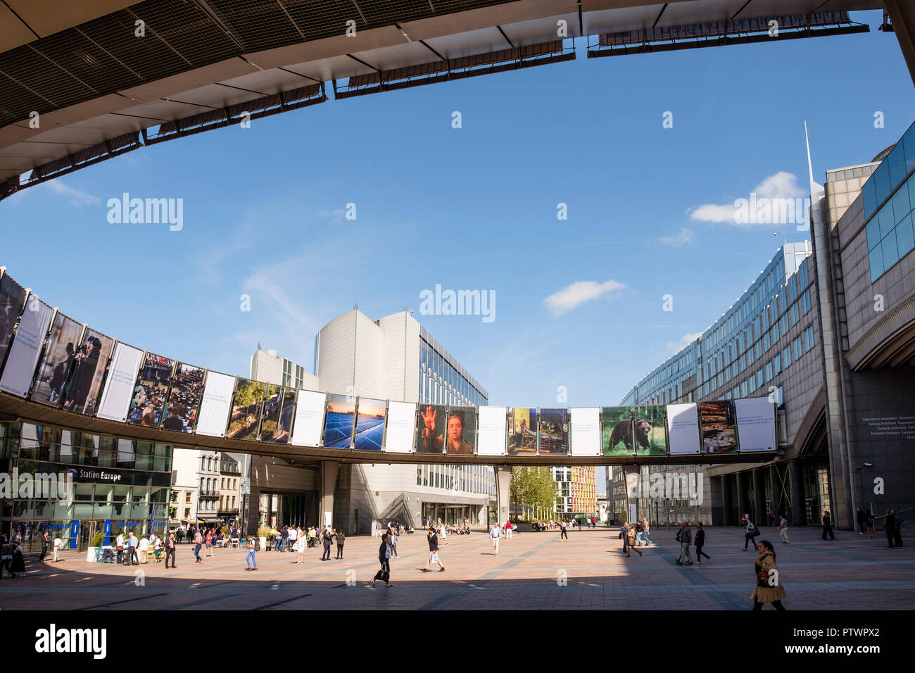 Espace Léopold, Bâtiment du Parlement européen, Bruxelles, Belgique Banque D'Images